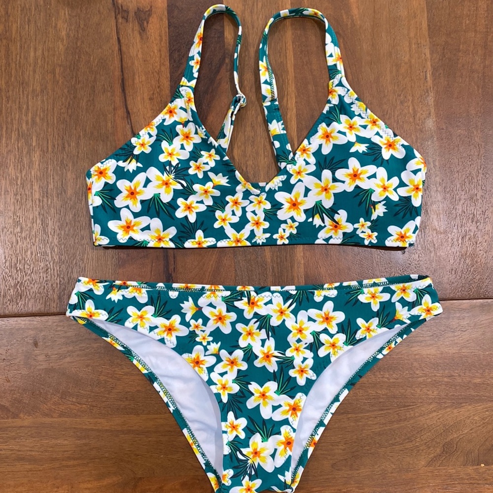 Green floral bikini
